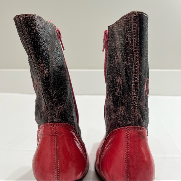 White Diamond Cowboy Heeled Boots Flower Pink Red Los Altos - Picture 5 of 11